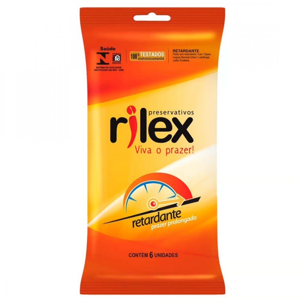 PRESERVATIVO LUBRIFICADO RETARDANTE COM 6 UN RILEX