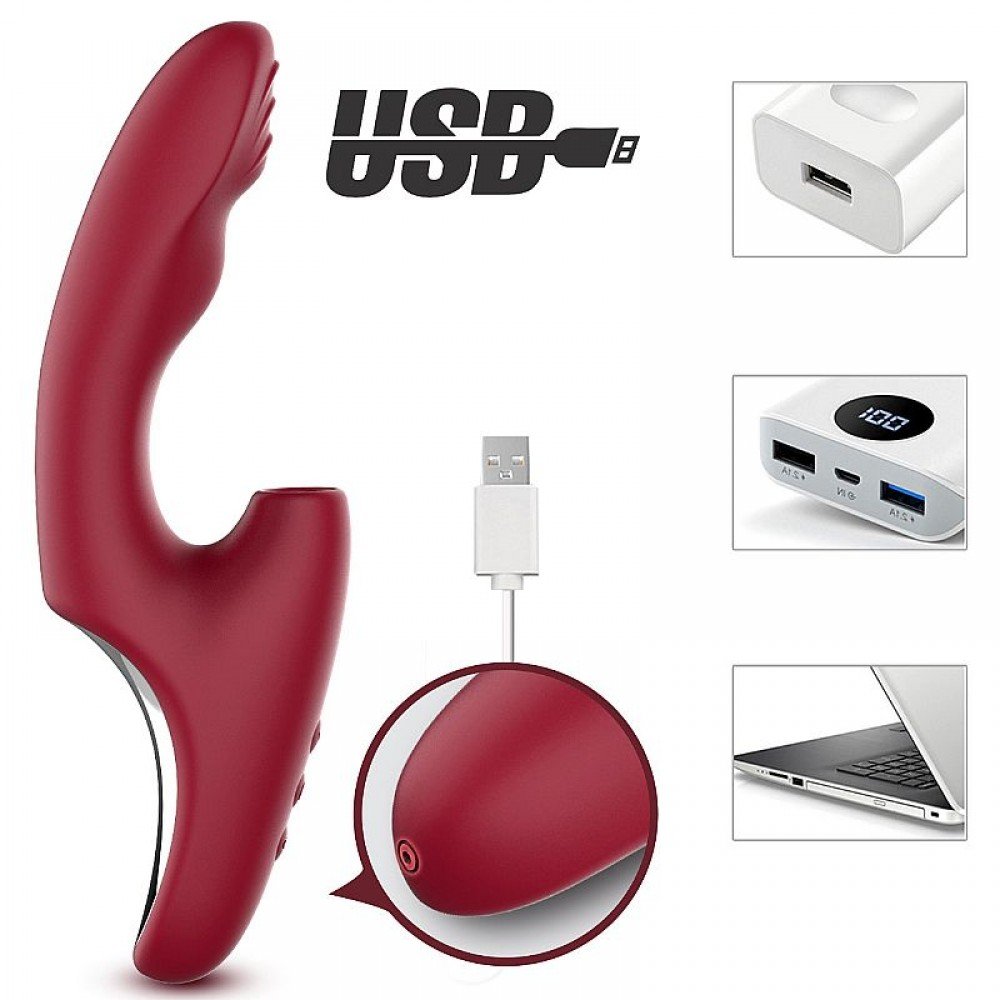 VIBRADOR DE PONTO G E CLITÓRIS C/ PULSAÇÃO E DEDILHAR | MODELO 8774