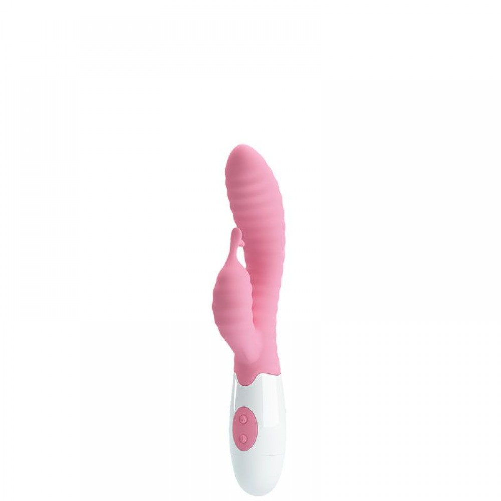 VIBRADOR PONTO G COM RELEVO ESCALONADO E ESTIMULADOR CLITORIANO PRETTY LOVE HYMAN